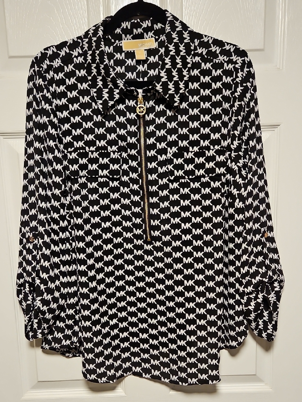 Michael Kors Logo Zip-Front Top
